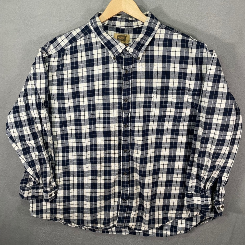 The Foundry‎ Supply Co Mens 3XL Plaid Button Down Long Sleeve Shirt 100 Cotton
